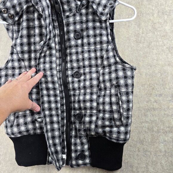 Urban Behavior Womens Black & White Plaid Sleeveless Button-Front Vest Medium - Picture 4 of 9